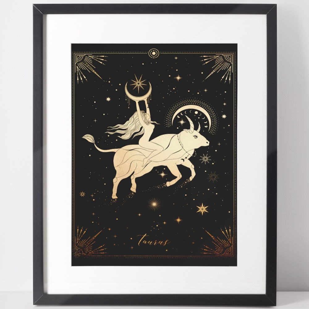 Taurus Wall Art Celestial Zodiac Print Poster Unframed
